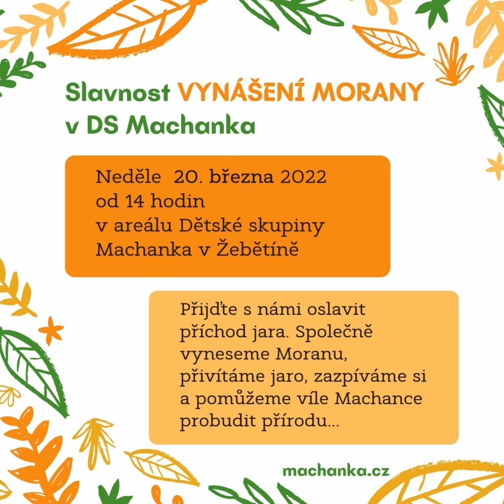 Pozvánka na slavnost vynášení Morany 20.3.2022