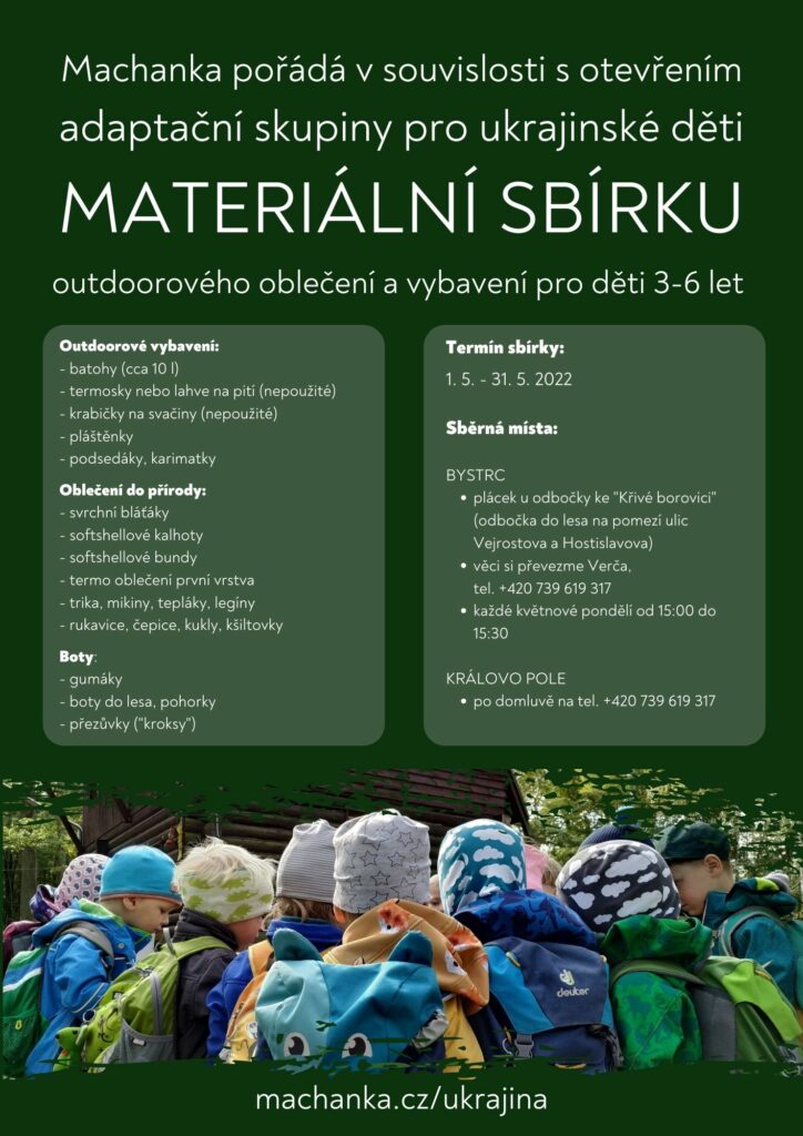 Materiální sbírka outdoorového vybavení pro děti z Ukrajiny
