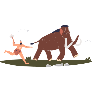 Pračlověk chytá mamuta